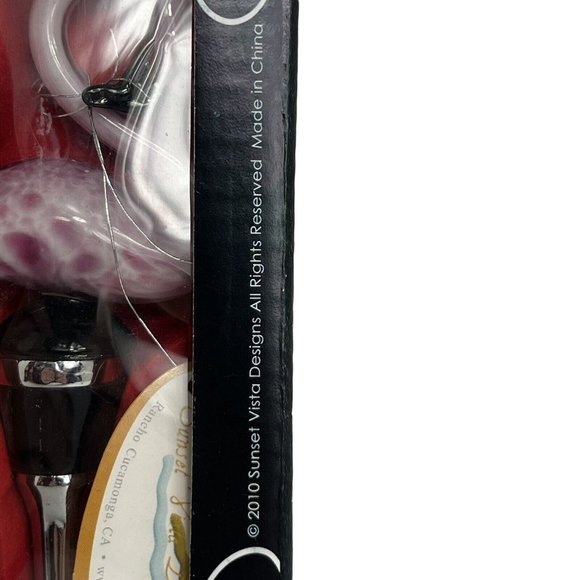 Sunset Vista Designs Flamingo Art Glass Wine Bottle Stopper 2010 Pink Bird - Picture 7 of 12